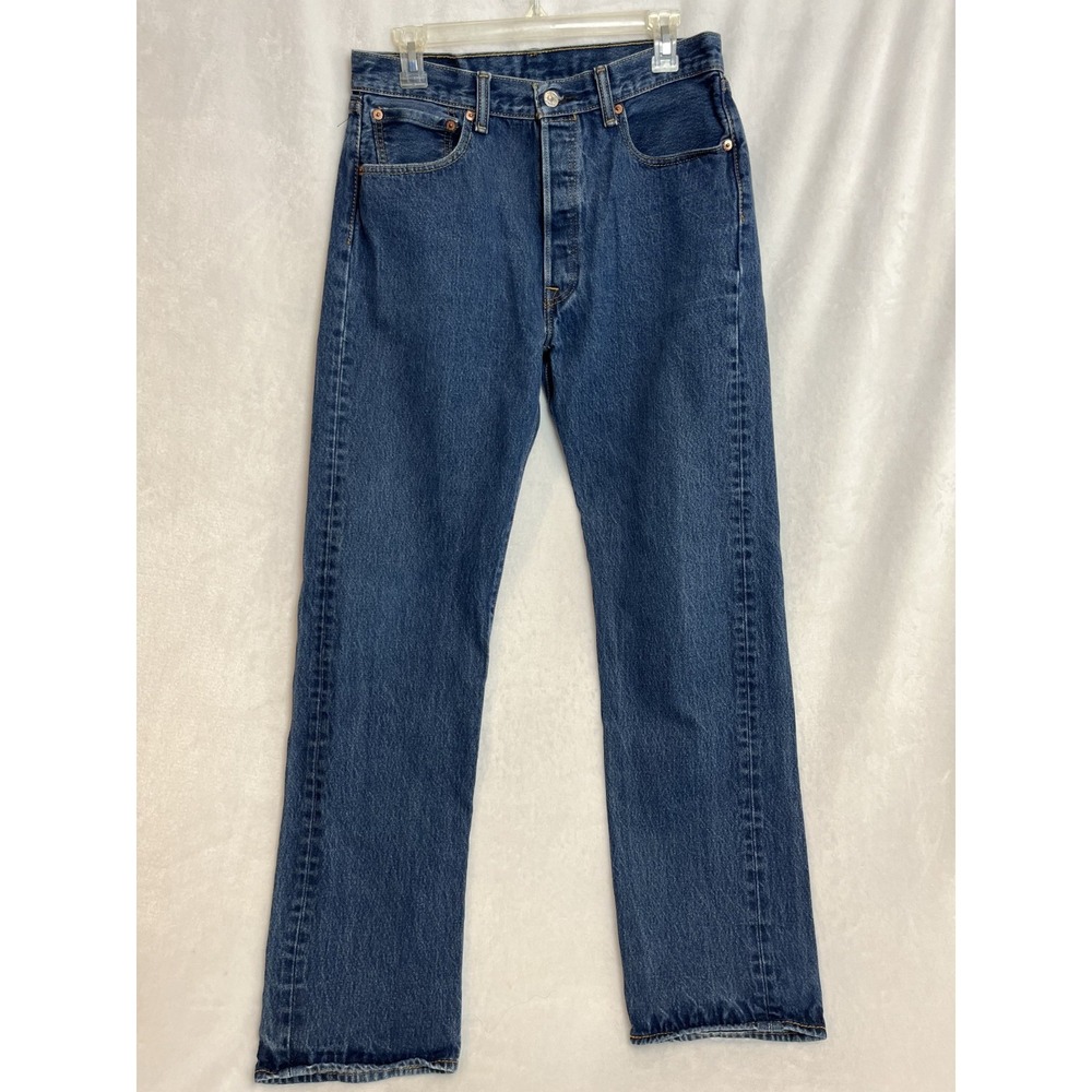 Levis 501 Mens 34x36 Medium Wash Button Fly Straight Leg Original Fit Blue Jeans